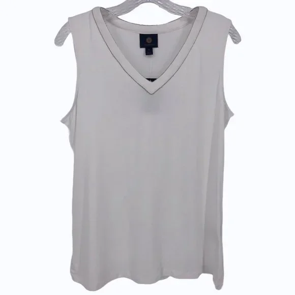 Jm Collection Silver Beaded Trim Tank Top - Picture 10 of 10